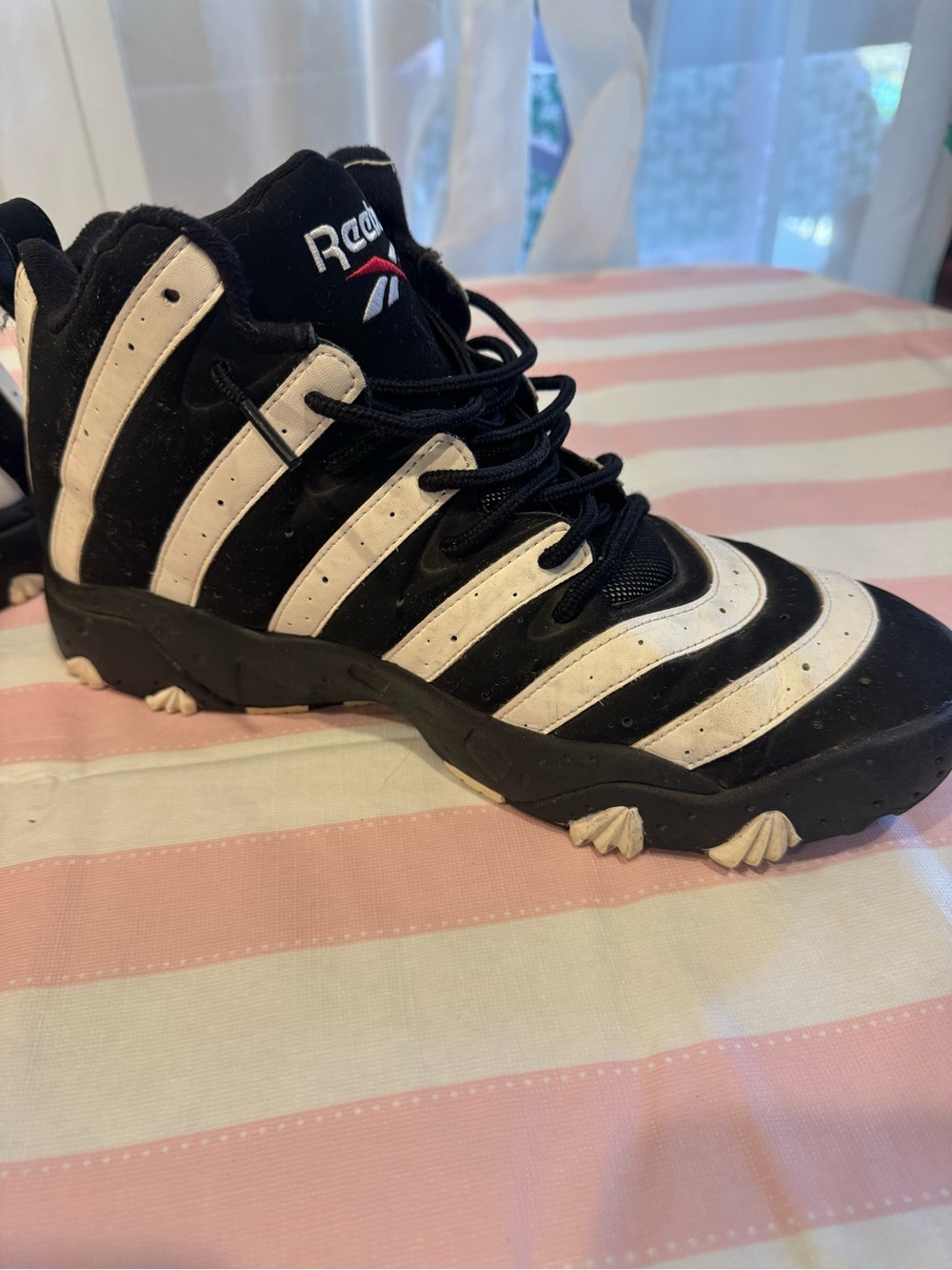 Reebok Frank Thomas Big Hurt Men's 12 Black w White Stripe Zebras - Picture 4 of 15